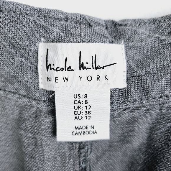 Nicole Miller Gray High Rise Linen Blend Shorts NWT, size 8 - Picture 4 of 10